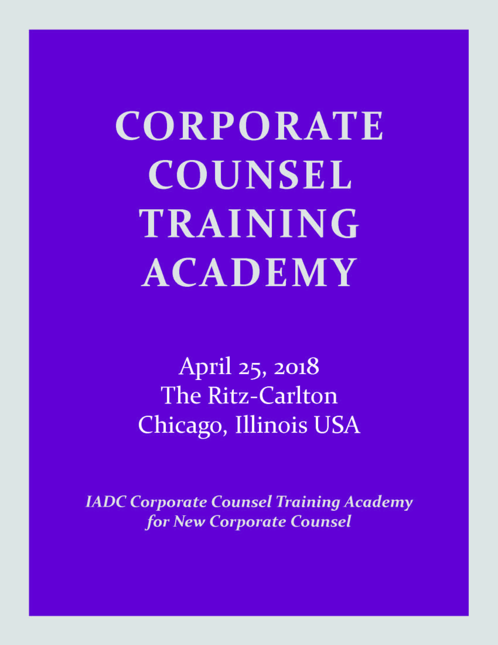 2018 Corporate Counsel Training Academy